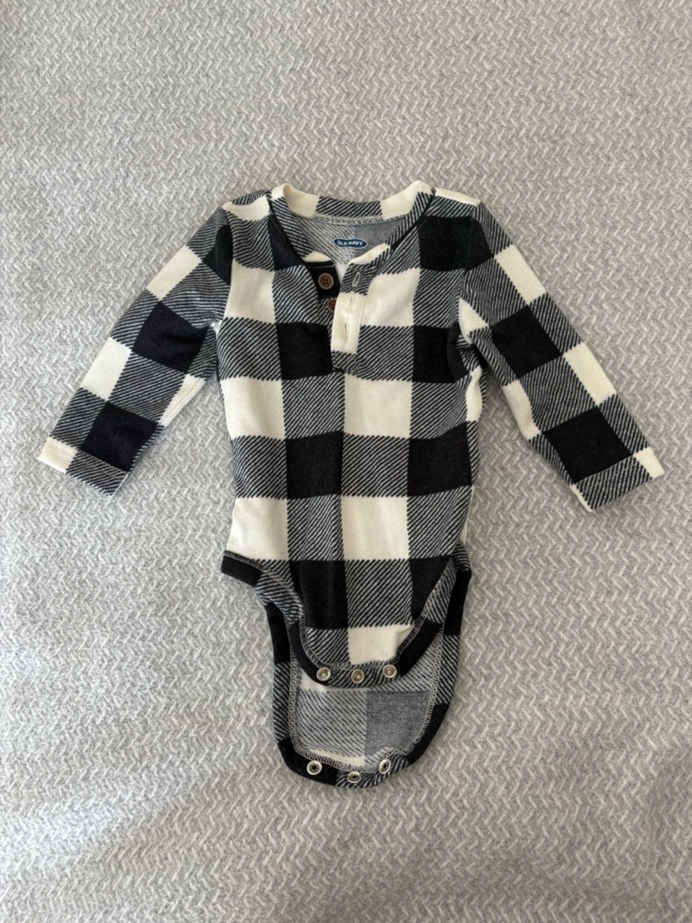Old Navy Black and White Plaid Baby Henley